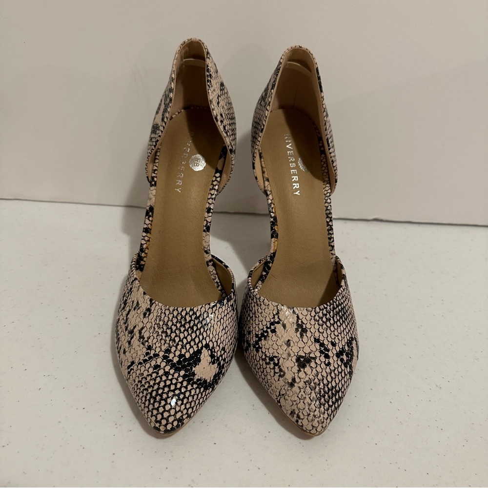 Riverberry Women's Size 8 Beige Python 4" High Heels Shoes Snake NORA-01